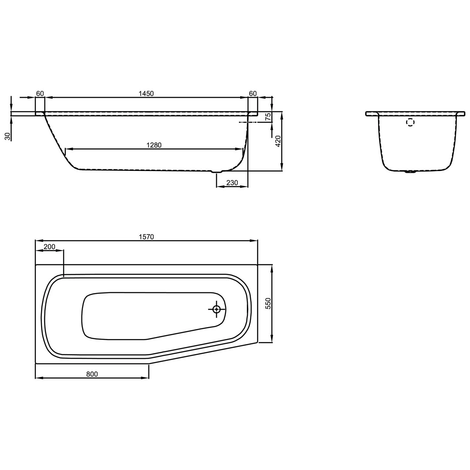 Bette Bambino Raumsparwanne 157 X 70 Cm Rechts Mit Griffbohrung 2 Bette Bambino Raumsparwanne 157 X 70 Cm Rechts Mit Griffbohrung – Bild 2