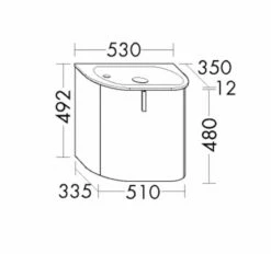 Burgbad Lavo 2.0 Gäste Bad Mineralguss-Waschtisch Mit Waschtischunterschrank, Grifflos G0229, Hahnloch Links