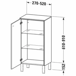Duravit Brioso Halbhochschrank Individual, Höhe Bis 91 Cm, Mit 1 Tür, Anschlag Links, Griff Chrom
