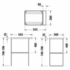 Duravit DuraSquare Metallkonsole, Bodenstehend 56,5 X 38,1 Cm