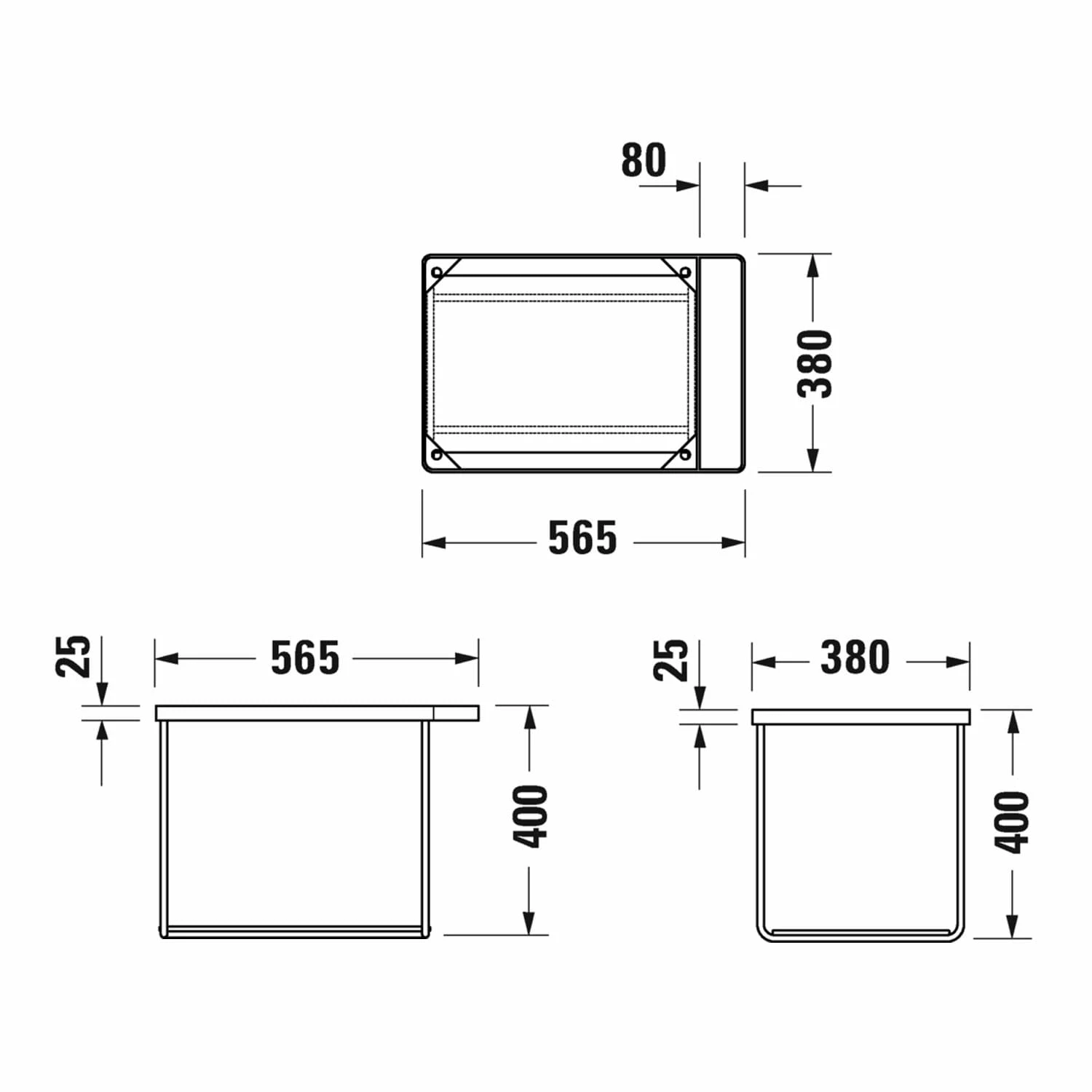 Duravit DuraSquare Metallkonsole, Wandhängend 56,5 X 38,1 Cm 1 Duravit DuraSquare Metallkonsole, Wandhängend 56,5 X 38,1 Cm