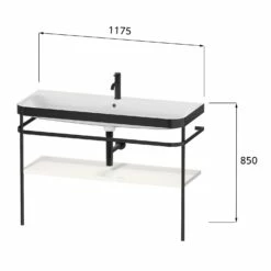 Duravit Happy D.2 Plus C-bonded Waschtisch Mit 2 Hahnlöchern, 117,5 X 49 Cm, Mit 1 Holzfachboden