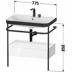 Duravit Happy D.2 Plus C-bonded Waschtisch Mit 1 Hahnloch, 77,5 X 49 Cm, Mit 1 Schubkasten, Mit Zusatzmodul "E"