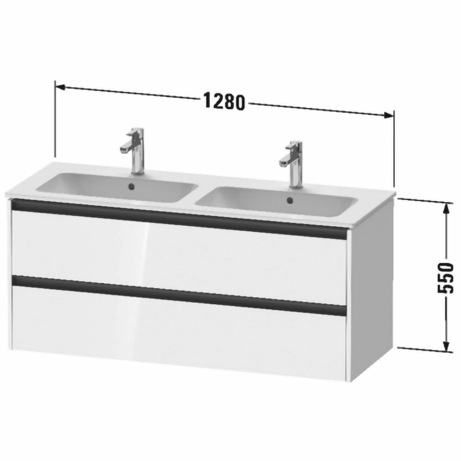 Duravit Ketho.2 Waschtischunterbau Wandhängend, 2 Auszüge, 128 Cm 3 Duravit Ketho.2 Waschtischunterbau Wandhängend, 2 Auszüge, 128 Cm – Bild 3
