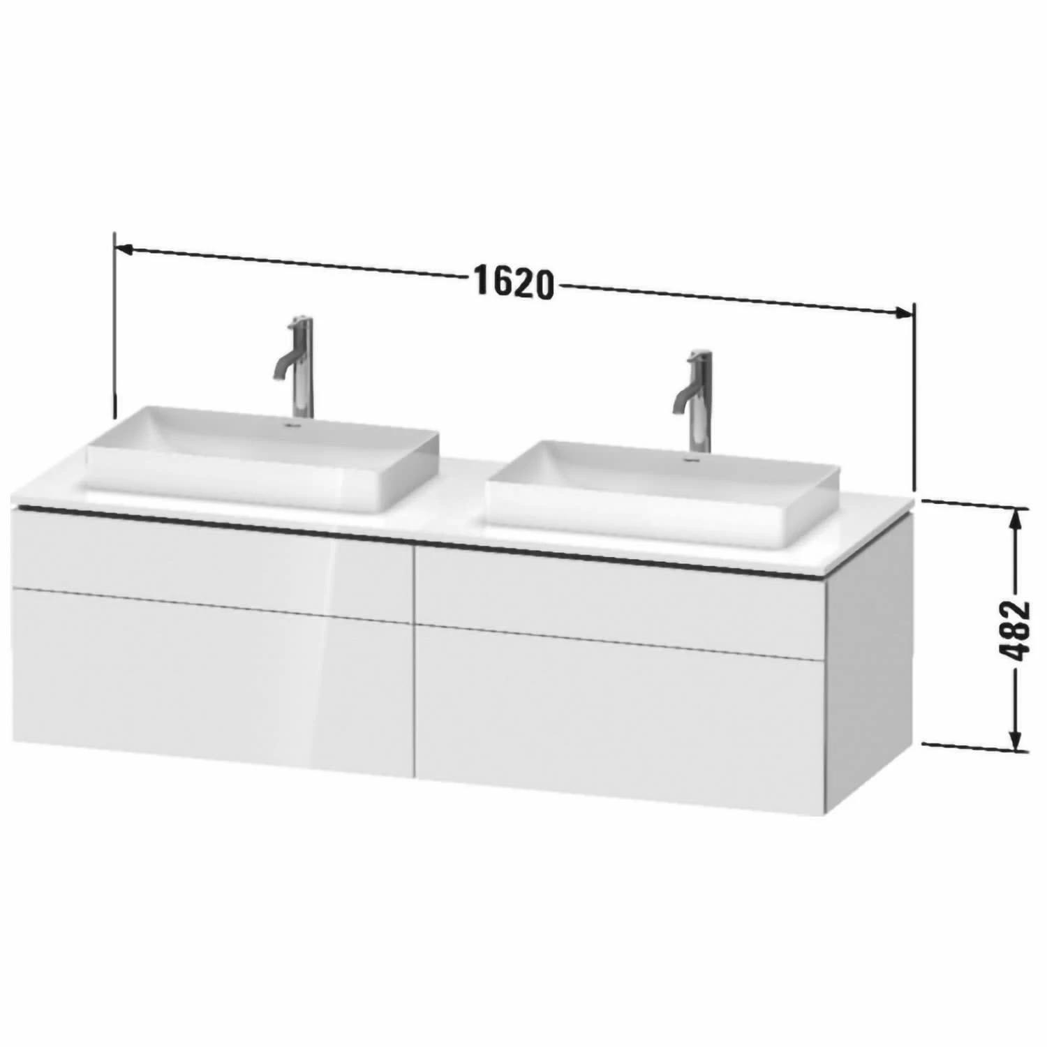 Duravit L-Cube Konsolenwaschtischunterbau Mit 4 Auszügen, 162 X 55 Cm, Für Zwei Waschtische, Mit Zusatzmodul "D" 4 Duravit L-Cube Konsolenwaschtischunterbau Mit 4 Auszügen, 162 X 55 Cm, Für Zwei Waschtische, Mit Zusatzmodul "D" – Bild 4