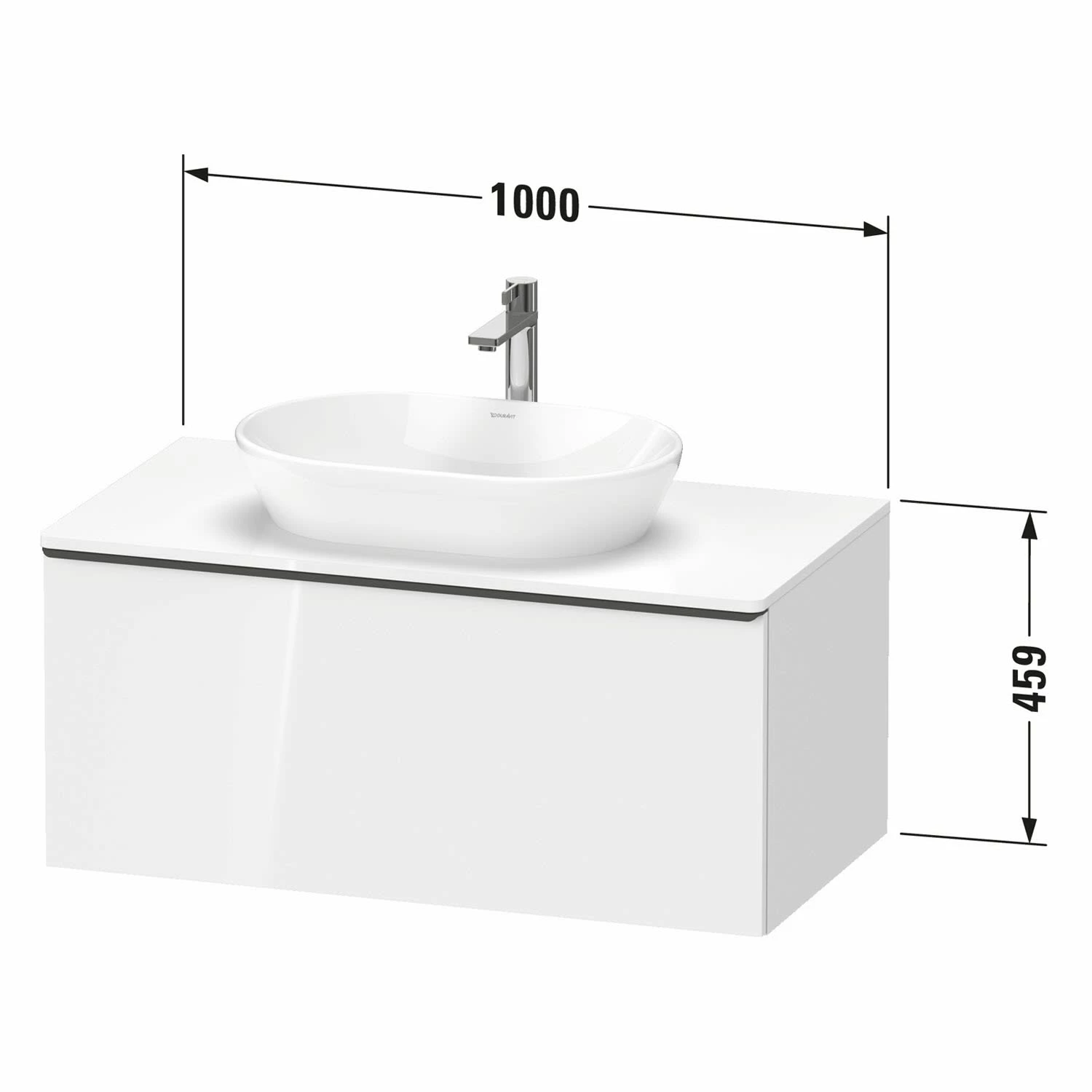 Duravit D-Neo Konsolenwaschtischunterbau 100 X 45,9 Cm, 1 Auszug, Griff Gold Poliert 2 Duravit D-Neo Konsolenwaschtischunterbau 100 X 45,9 Cm, 1 Auszug, Griff Gold Poliert – Bild 2