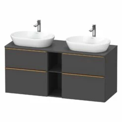 Duravit D-Neo Konsolenwaschtischunterbau Für 2 Waschtische 140 X 66,4 Cm, 4 Auszüge, Griff Bronze Gebürstet