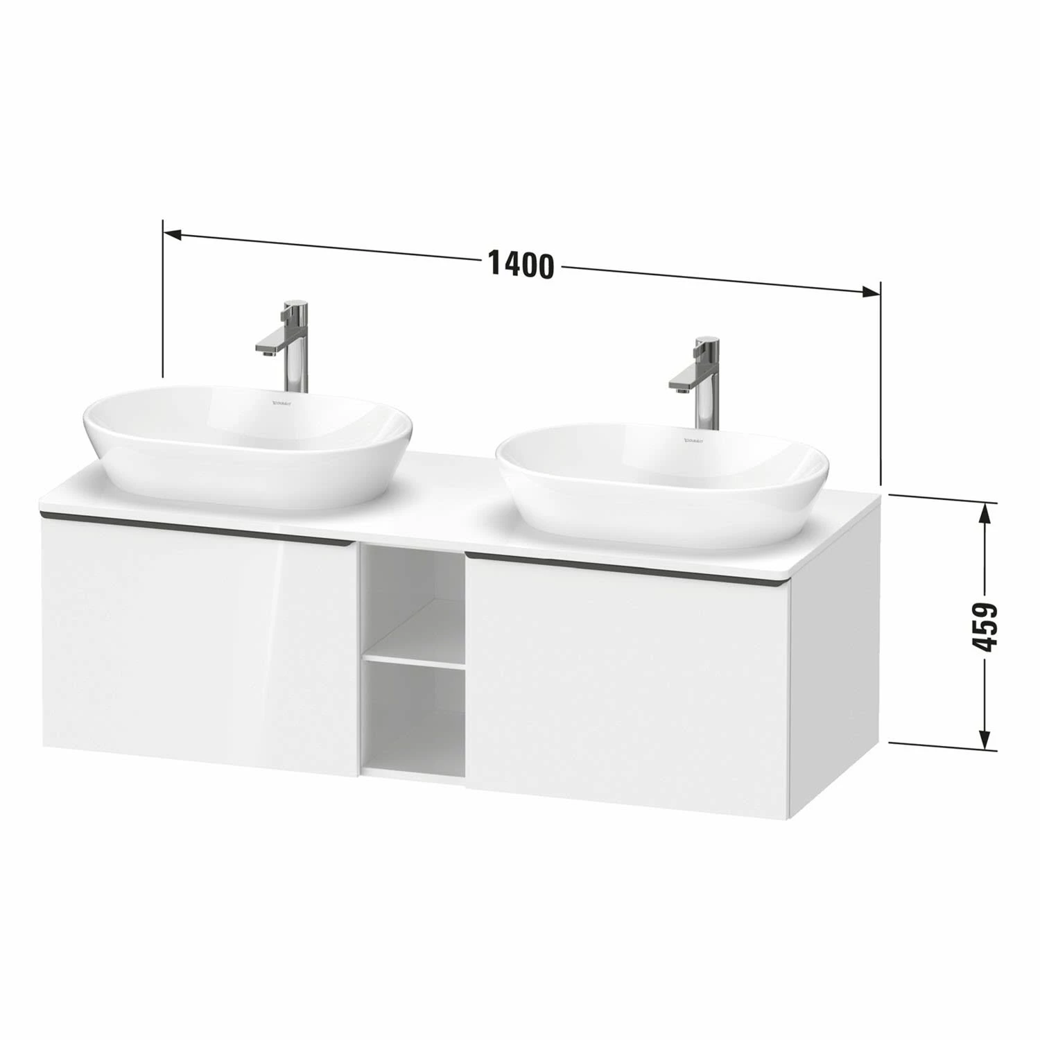 Duravit D-Neo Konsolenwaschtischunterbau Für Waschtisch Rechts 140 X 45,9 Cm, 2 Auszüge, Griff Gold Poliert 2 Duravit D-Neo Konsolenwaschtischunterbau Für Waschtisch Rechts 140 X 45,9 Cm, 2 Auszüge, Griff Gold Poliert – Bild 2