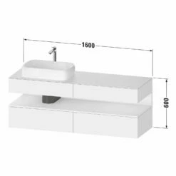 Duravit Qatego Konsolenwaschtischunterbau Mit Ausschnitt Links 160 X 60 Cm, 4 Auszüge