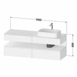 Duravit Qatego Konsolenwaschtischunterbau Mit Ausschnitt Rechts 160 X 60 Cm, 4 Auszüge