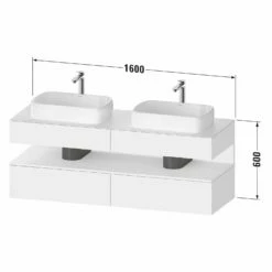 Duravit Qatego Konsolenwaschtischunterbau Mit Zwei Ausschnitten 160 X 60 Cm, 4 Auszüge