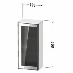 Duravit Vitrium Halbhochschrank 1 Glastür Rechts, 40 X 89,9 Cm, Griffleiste Weiß, Mit LED Licht
