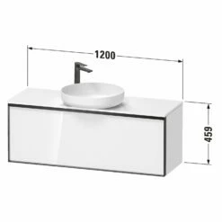 Duravit Vitrium Konsolenwaschtischunterbau Mit Ausschnitt 120 X 45,9 Cm, Griff Graphit, Mit LED Licht