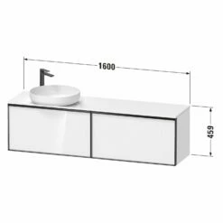Duravit Vitrium Konsolenwaschtischunterbau Mit Ausschnitt Links 160 X 45,9 Cm, Griff Weiß