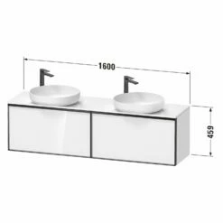 Duravit Vitrium Konsolenwaschtischunterbau Mit Ausschnitt Links Und Rechts 160 X 45,9 Cm, Griff Weiß