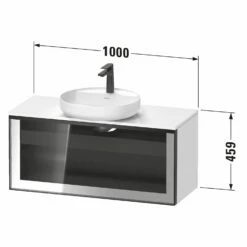 Duravit Vitrium Konsolenwaschtischunterbau Mit Ausschnitt 100 X 45,9 Cm, Mit Glasfront, Griff Graphit
