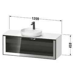 Duravit Vitrium Konsolenwaschtischunterbau Mit Ausschnitt 120 X 45,9 Cm, Mit Glasfront, Griff Graphit