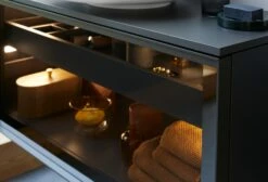 Duravit Vitrium Konsolenwaschtischunterbau Mit Ausschnitt 100 X 45,9 Cm, Mit Glasfront, Griff Graphit, Mit LED Licht -KEUCO Verkauf duravit vitrium badmoebel konsolenwaschtischunterbauten mit ausschnitt 12321526