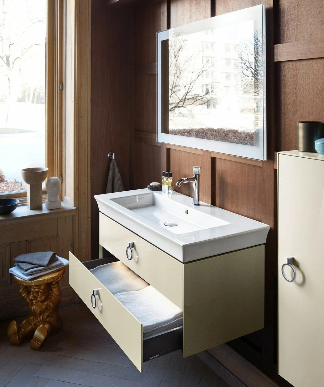 Duravit White Tulip Konsolenwaschtischunterbau Mit Ausschnitt Rechts 160 X 40,8 Cm, 4 Auszüge Mit Griff, Mit Zusatzmodul "K" 3 Duravit White Tulip Konsolenwaschtischunterbau Mit Ausschnitt Rechts 160 X 40,8 Cm, 4 Auszüge Mit Griff, Mit Zusatzmodul "K" – Bild 3