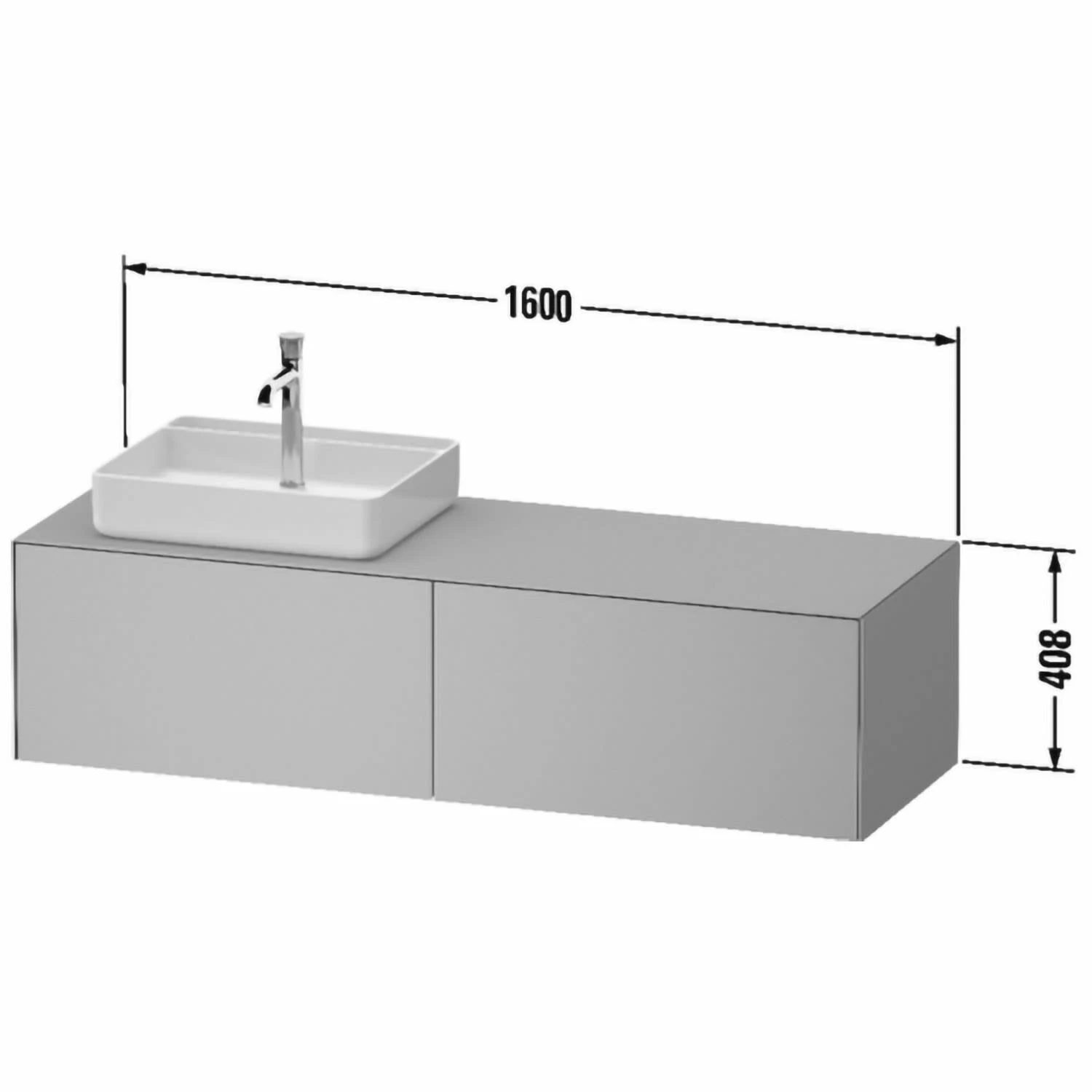 Duravit White Tulip Konsolenwaschtischunterbau Mit Ausschnitt Rechts 160 X 40,8 Cm, 2 Auszüge, Grifflos, Mit Zusatzmodul "L" 4 Duravit White Tulip Konsolenwaschtischunterbau Mit Ausschnitt Rechts 160 X 40,8 Cm, 2 Auszüge, Grifflos, Mit Zusatzmodul "L" – Bild 4