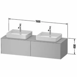 Duravit White Tulip Konsolenwaschtischunterbau Mit Zwei Ausschnitten 160 X 40,8 Cm, 2 Auszüge, Grifflos, Mit Zusatzmodul "K" Und LED-Licht -KEUCO Verkauf duravit white tulip badmoebel waschtischunterbauten konsolenwaschtischunterbau 8475049