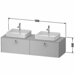 Duravit White Tulip Konsolenwaschtischunterbau Mit Zwei Ausschnitten 160 X 40,8 Cm, 2 Auszüge Mit Griff, Mit LED-Licht -KEUCO Verkauf duravit white tulip badmoebel waschtischunterbauten konsolenwaschtischunterbau 8482762