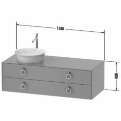 Duravit White Tulip Konsolenwaschtischunterbau Mit Ausschnitt Rechts 130 X 40,8 Cm, 2 Auszüge Mit Griffen, Mit Zusatzmodul "I" Und LED-Licht -KEUCO Verkauf duravit white tulip badmoebel waschtischunterbauten konsolenwaschtischunterbau 8491303