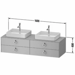 Duravit White Tulip Konsolenwaschtischunterbau Mit Zwei Ausschnitten 160 X 40,8 Cm, 4 Auszüge Mit Griff, Mit Zusatzmodul "G" Und LED-Licht -KEUCO Verkauf duravit white tulip badmoebel waschtischunterbauten konsolenwaschtischunterbau 8494549