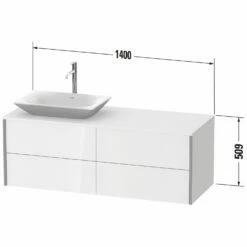 Duravit XViu Waschtischunterbau 140 Cm, Mit 4 Auszügen, Ausschnitt Links, Ohne Zusatzmodul