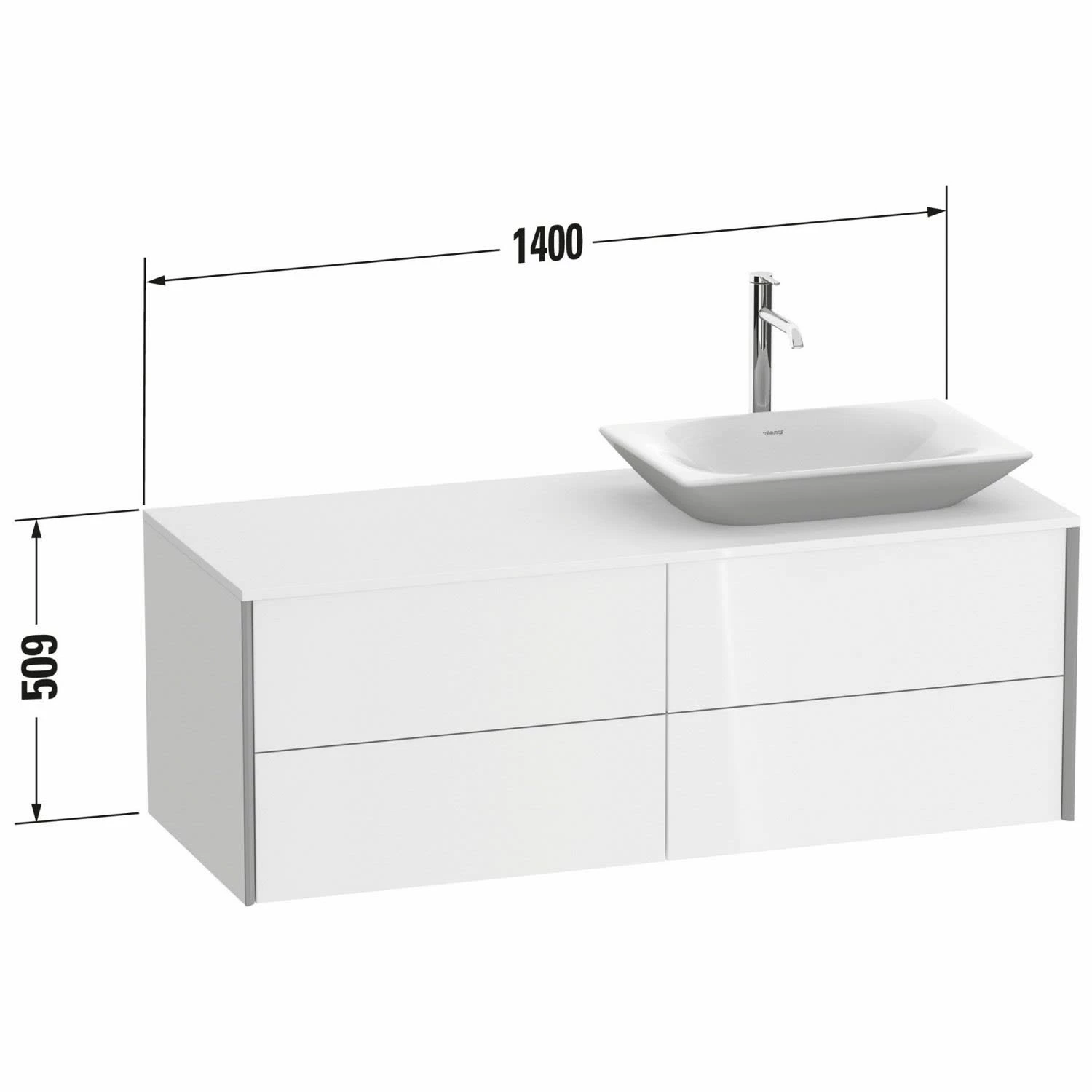 Duravit XViu Waschtischunterbau 140 Cm, Mit 4 Auszügen, Ausschnitt Rechts, Mit Zusatzmodul "B" 2 Duravit XViu Waschtischunterbau 140 Cm, Mit 4 Auszügen, Ausschnitt Rechts, Mit Zusatzmodul "B" – Bild 2
