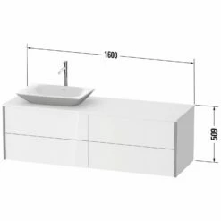 Duravit XViu Waschtischunterbau 160 Cm, Mit 4 Auszügen, Ausschnitt Links, Ohne Zusatzmodul