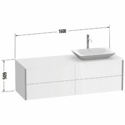 Duravit XViu Waschtischunterbau 160 Cm, Mit 4 Auszügen, Ausschnitt Rechts, Ohne Zusatzmodul