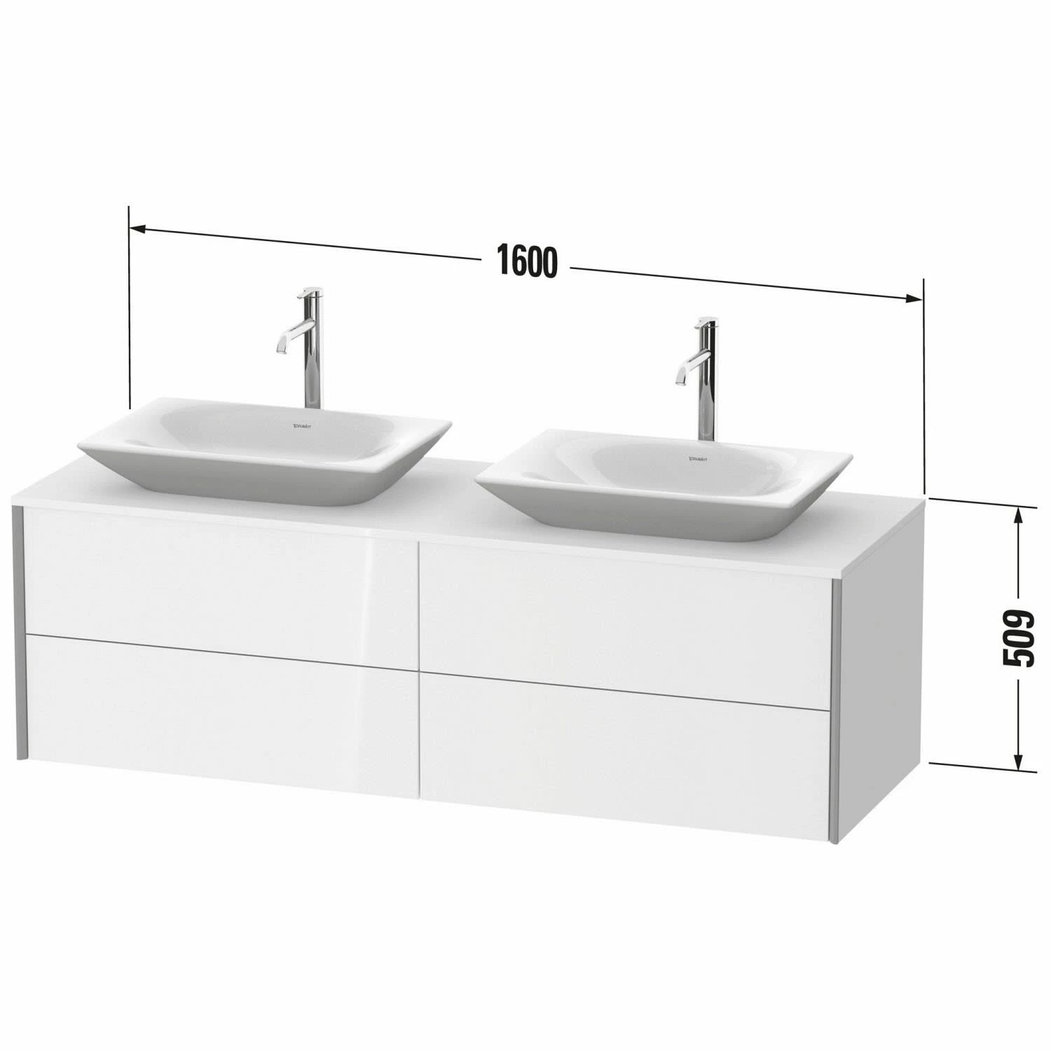 Duravit XViu Waschtischunterbau 160 Cm, Mit 4 Auszügen, 2 Ausschnitte, Mit Zusatzmodul "B" 2 Duravit XViu Waschtischunterbau 160 Cm, Mit 4 Auszügen, 2 Ausschnitte, Mit Zusatzmodul "B" – Bild 2