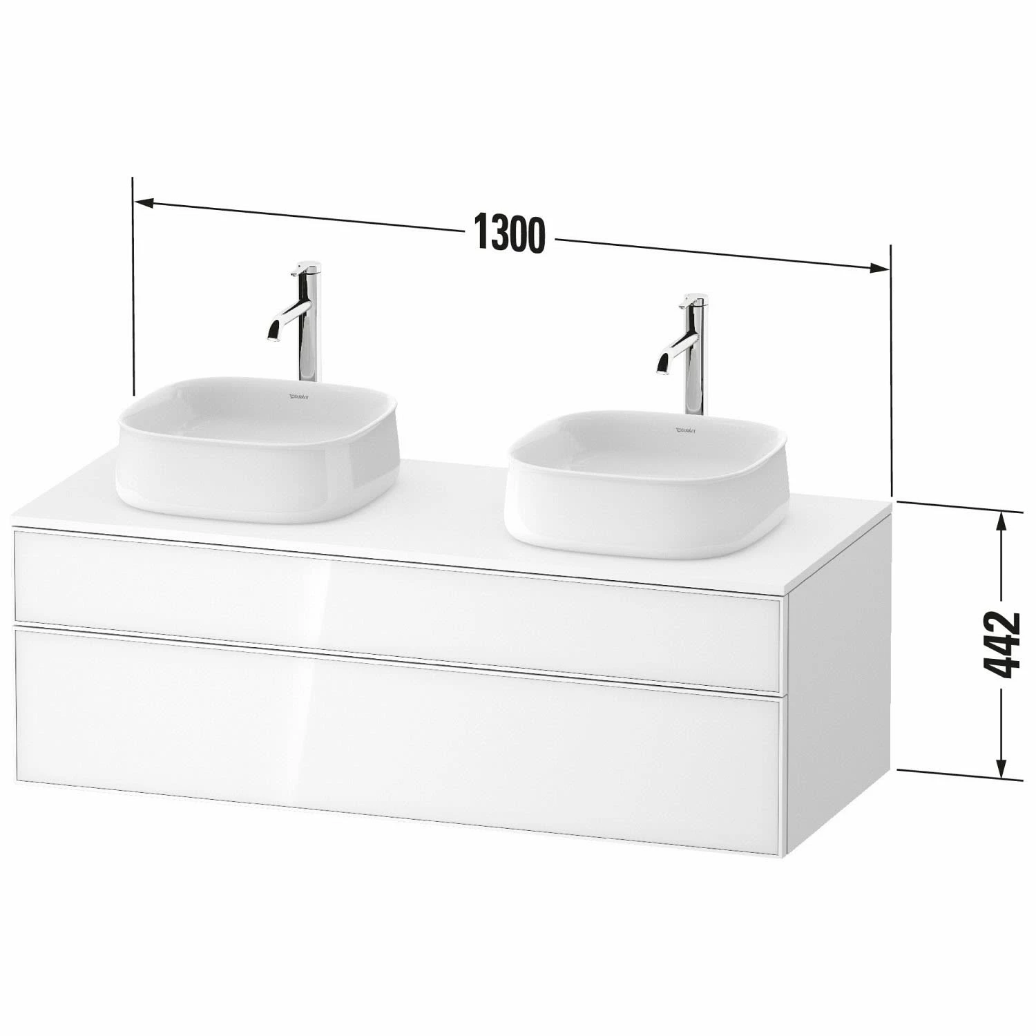 Duravit Zencha Konsolenwaschtischunterbau Mit Zwei Ausschnitten 130 X 44,2 Cm, 2 Auszüge 4 Duravit Zencha Konsolenwaschtischunterbau Mit Zwei Ausschnitten 130 X 44,2 Cm, 2 Auszüge – Bild 4