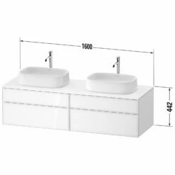 Duravit Zencha Konsolenwaschtischunterbau Mit Zwei Ausschnitten 160 X 44,2 Cm, 4 Auszüge, Mit Zusatzmodul "F" -KEUCO Verkauf duravit zencha badmoebel waschtischunterbauten konsolenwaschtischunterbau mit 8643322