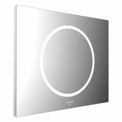 Emco MI 240+ LED-Lichtspiegel 60 Cm Mit Einem Oder Zwei Runden Lichtausschnitten Und Touch-Bedienfeld