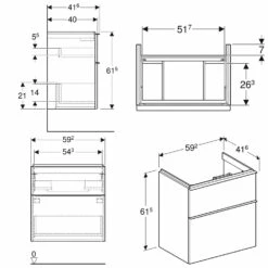 Geberit ICon Unterschrank Für Waschtisch 60 Cm, Mit 2 Schubladen, Verkürzte Ausladung
