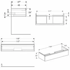 Geberit ICon Unterschrank Für Waschtisch 120 Cm Mit Einer Schublade
