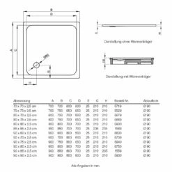 Bette Ultra Duschwanne Superflach 90 X 75 X 2,5 Cm Mit Antirutsch Pro