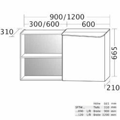 Burgbad Badu Spiegelschrank Mit LED-Aufsatzleuchte 90 Cm, 1 Spiegeltür Rechts, Regal Links