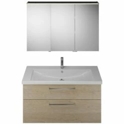 Burgbad Eqio Möbelkombination Inkl. Keramik-Waschtisch 123 Cm, Doppeltür Rechts, Mit Stangengriff P95