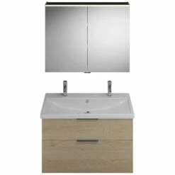 Burgbad Eqio Möbelkombination Inkl. Keramik-Waschtisch 103 Cm, 2 Hahnlöcher, Mit Griff G0200
