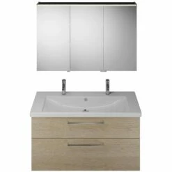 Burgbad Eqio Möbelkombination Inkl. Keramik-Doppelwaschtisch 123 Cm Rechts, Mit Stangengriff P95