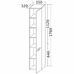 Burgbad Euro Hochschrank 35 Cm, 2 Türen, Anschlag Rechts, Mit Stangengriff