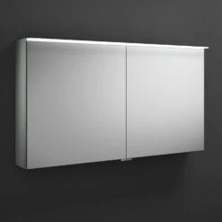 Burgbad Fiumo Spiegelschrank Mit Horizontaler LED-Beleuchtung 120,6 X 20 X 67, 2 Spiegeltüren