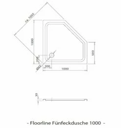 Caribia 5-Eckdusche Floorline 100 X 100 X 3 Cm
