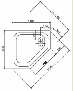 Caribia Corner 100 6,5 5-Eck-Duschwanne 100 X 100 Cm Superflach