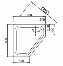 Caribia Corner 80 15 5-Eck-Duschwanne 80 X 80 Cm Links