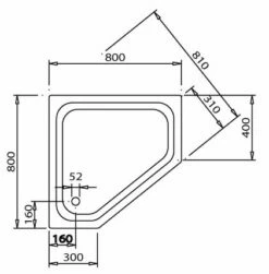 Caribia Corner 80 15 5-Eck-Duschwanne 80 X 80 Cm Rechts