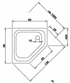 Caribia Corner 90 6,5 5-Eck-Duschwanne 90 X 90 Cm Superflach